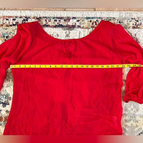 By & By Red Chiffon Giant Bow Blouse Size XL - Picture 10 of 12